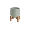 BARRY Vaso in cemento con base in legno massiccio